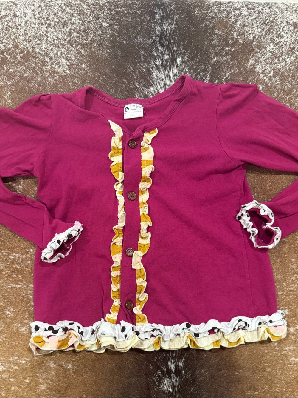 Apparel Tree Girls Magenta Ruffle Cardigan Size 12